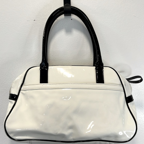 KATE SPADE Purse Handbag White Patent Leather w/Black Trim - Picture 9 of 9